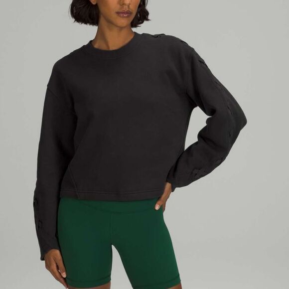 NWT New LULULEMON Braided Sleeve Pullover Sweatshirt Black 10 - Picture 1 of 6